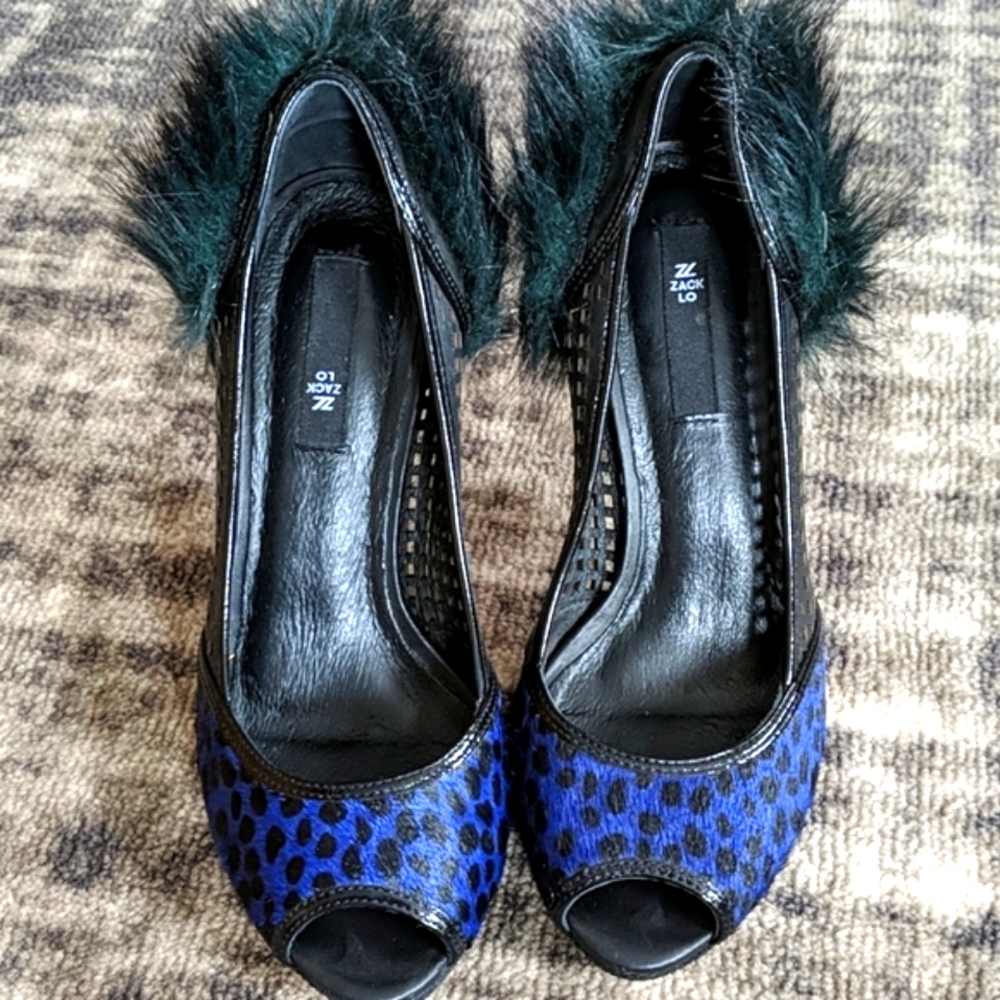 Rare! NWT Zack Lo Belladonna calf hair heels
